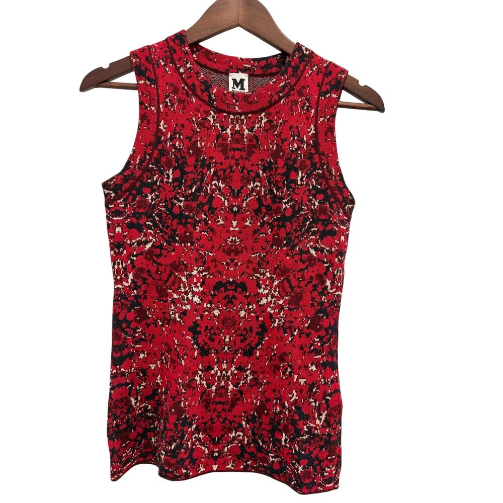 M MISSONI Printed Crew Neck Top Wool Blend Sleeveless Size 42 (US 6)